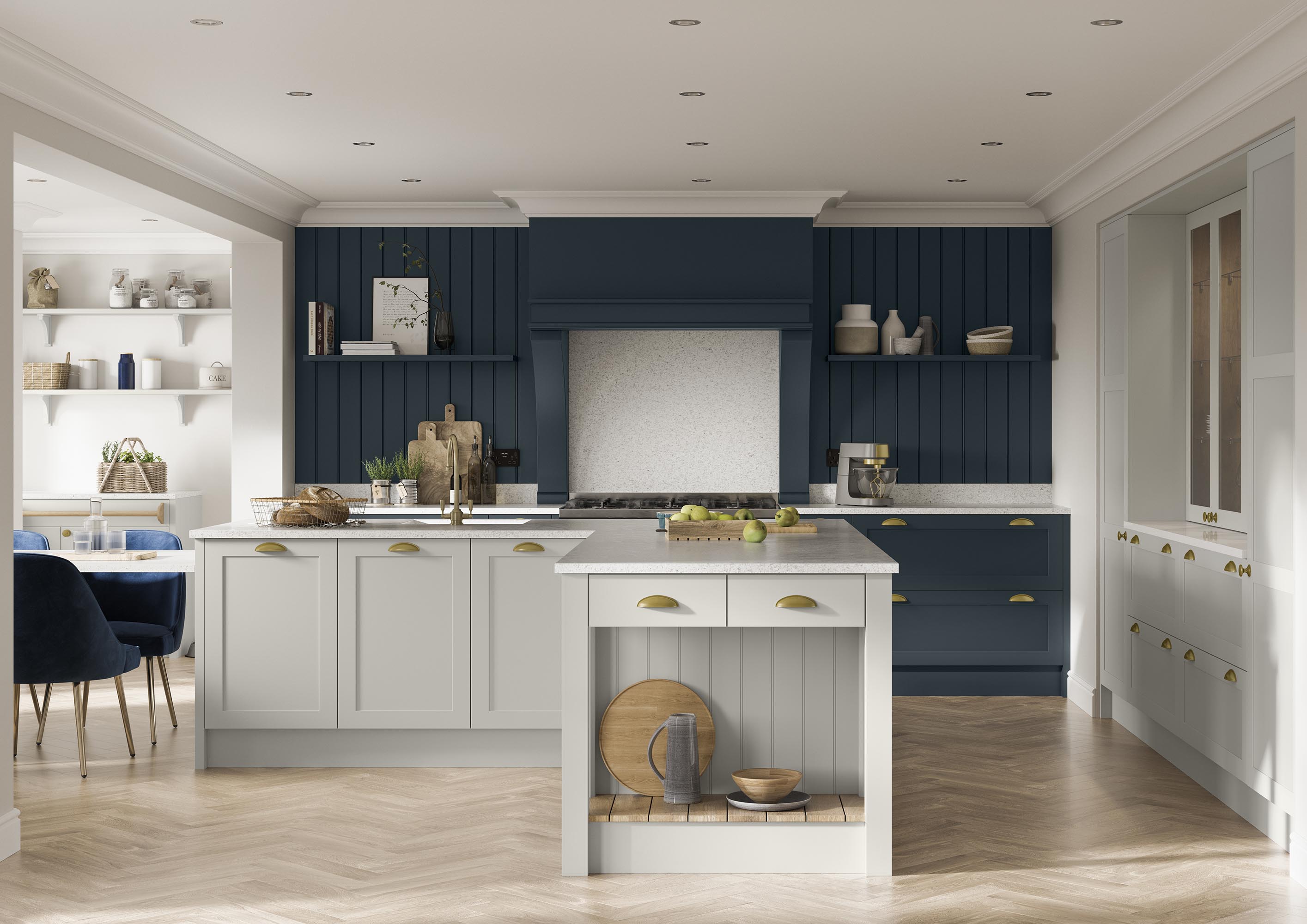 Clifden in Marine and Light Grey