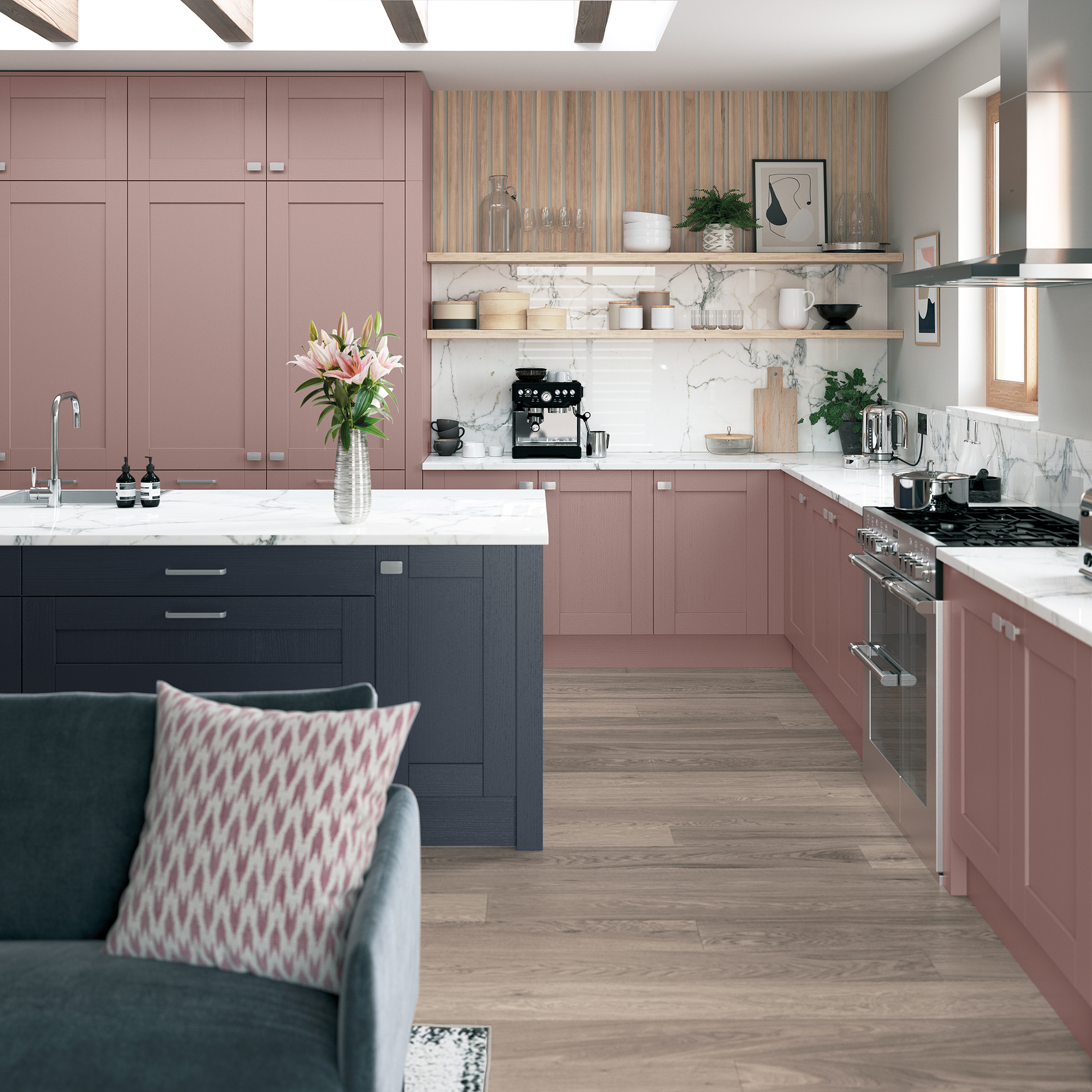 Madison in Vintage Pink and Slate Blue